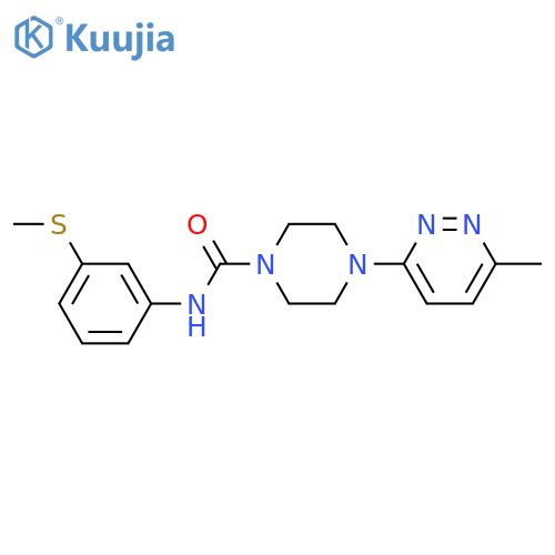 4-(6-methylpyridazin-3-yl)-N-3-(methylsulfanyl)phenylpiperazine-1-carboxamide structure