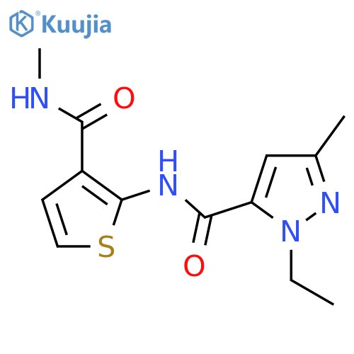 1-ethyl-3-methyl-N-3-(methylcarbamoyl)thiophen-2-yl-1H-pyrazole-5-carboxamide structure