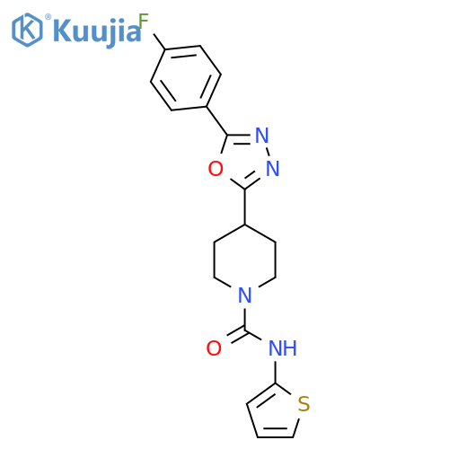 4-5-(4-fluorophenyl)-1,3,4-oxadiazol-2-yl-N-(thiophen-2-yl)piperidine-1-carboxamide structure