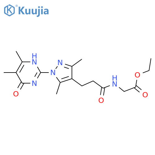 ethyl 2-{3-[1-(4,5-dimethyl-6-oxo-1,6-dihydropyrimidin-2-yl)-3,5-dimethyl-1H-pyrazol-4-yl]propanamido}acetate structure