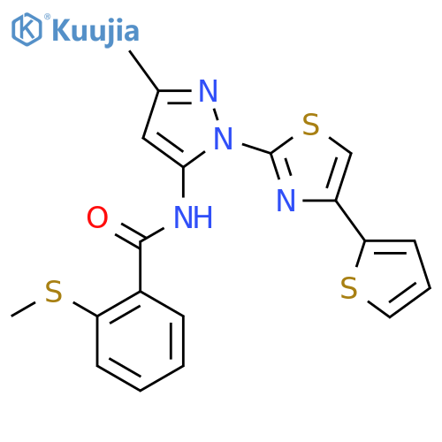 N-{3-methyl-1-4-(thiophen-2-yl)-1,3-thiazol-2-yl-1H-pyrazol-5-yl}-2-(methylsulfanyl)benzamide structure