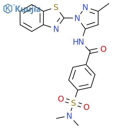 N-1-(1,3-benzothiazol-2-yl)-3-methyl-1H-pyrazol-5-yl-4-(dimethylsulfamoyl)benzamide structure