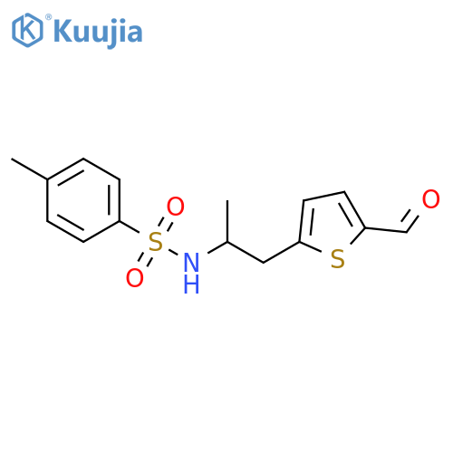 N-1-(5-formylthiophen-2-yl)propan-2-yl-4-methylbenzene-1-sulfonamide structure