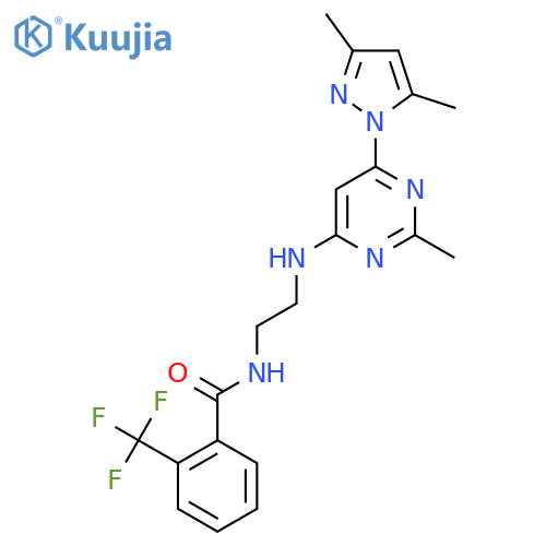 N-(2-{6-(3,5-dimethyl-1H-pyrazol-1-yl)-2-methylpyrimidin-4-ylamino}ethyl)-2-(trifluoromethyl)benzamide structure