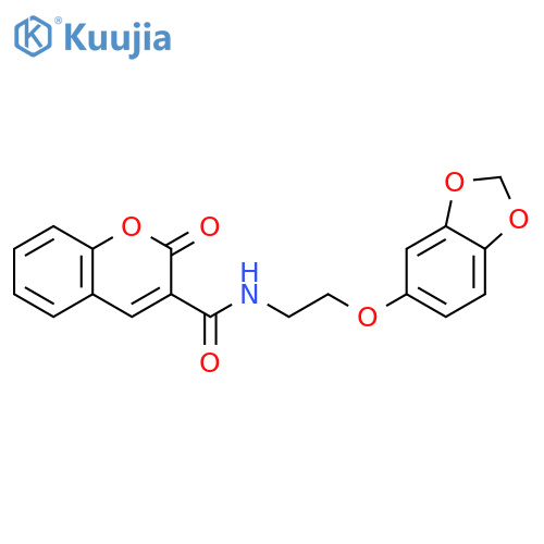 N-2-(2H-1,3-benzodioxol-5-yloxy)ethyl-2-oxo-2H-chromene-3-carboxamide structure