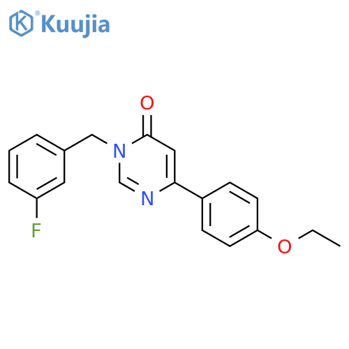 6-(4-ethoxyphenyl)-3-(3-fluorophenyl)methyl-3,4-dihydropyrimidin-4-one structure