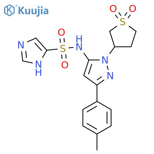 N-1-(1,1-dioxo-1lambda6-thiolan-3-yl)-3-(4-methylphenyl)-1H-pyrazol-5-yl-1H-imidazole-4-sulfonamide structure
