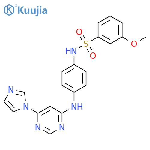 N-(4-{6-(1H-imidazol-1-yl)pyrimidin-4-ylamino}phenyl)-3-methoxybenzene-1-sulfonamide structure