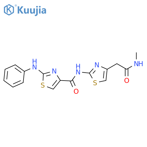 N-{4-[(methylcarbamoyl)methyl]-1,3-thiazol-2-yl}-2-(phenylamino)-1,3-thiazole-4-carboxamide structure
