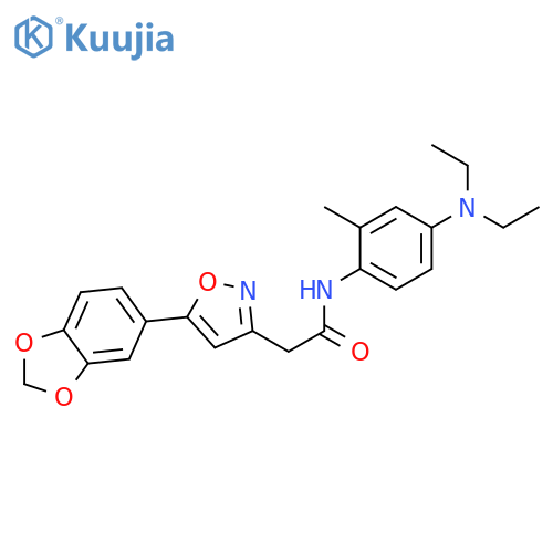 2-5-(2H-1,3-benzodioxol-5-yl)-1,2-oxazol-3-yl-N-4-(diethylamino)-2-methylphenylacetamide structure