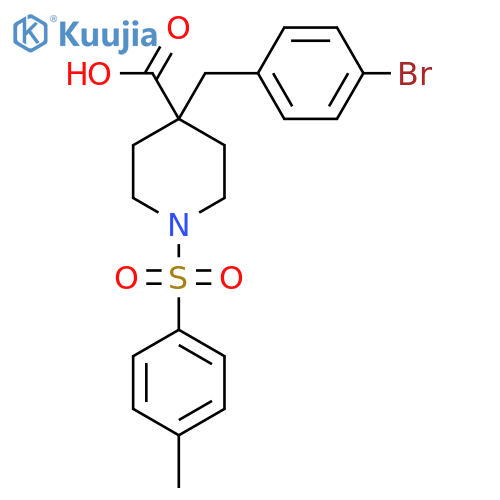 4-(4-bromophenyl)methyl-1-(4-methylbenzenesulfonyl)piperidine-4-carboxylic acid structure