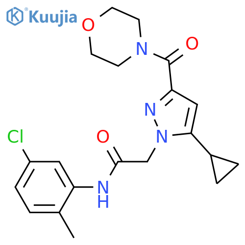 N-(5-chloro-2-methylphenyl)-2-5-cyclopropyl-3-(morpholine-4-carbonyl)-1H-pyrazol-1-ylacetamide structure