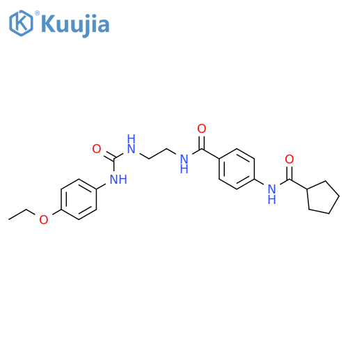 4-cyclopentaneamido-N-(2-{(4-ethoxyphenyl)carbamoylamino}ethyl)benzamide structure