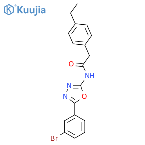 N-5-(3-bromophenyl)-1,3,4-oxadiazol-2-yl-2-(4-ethylphenyl)acetamide structure