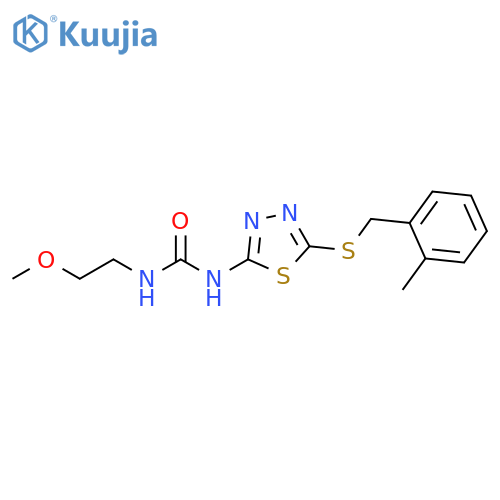 3-(2-methoxyethyl)-1-(5-{[(2-methylphenyl)methyl]sulfanyl}-1,3,4-thiadiazol-2-yl)urea structure