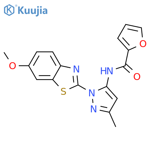N-1-(6-methoxy-1,3-benzothiazol-2-yl)-3-methyl-1H-pyrazol-5-ylfuran-2-carboxamide structure