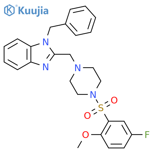 1-benzyl-2-{4-(5-fluoro-2-methoxybenzenesulfonyl)piperazin-1-ylmethyl}-1H-1,3-benzodiazole structure