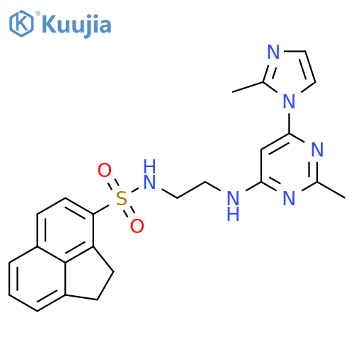 N-(2-{[2-methyl-6-(2-methyl-1H-imidazol-1-yl)pyrimidin-4-yl]amino}ethyl)-1,2-dihydroacenaphthylene-3-sulfonamide structure