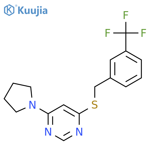 4-(pyrrolidin-1-yl)-6-({3-(trifluoromethyl)phenylmethyl}sulfanyl)pyrimidine structure