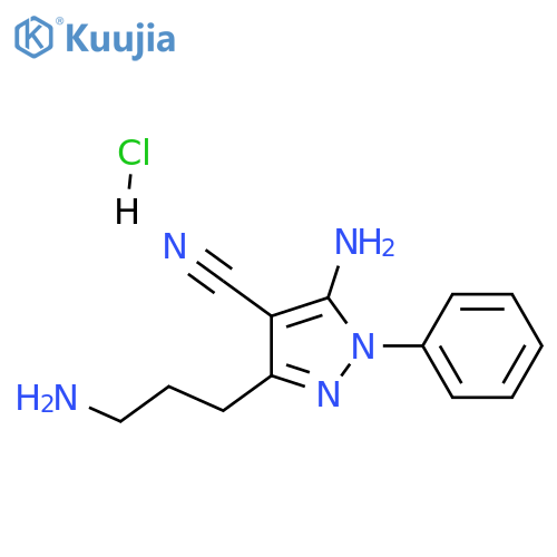 5-amino-3-(3-aminopropyl)-1-phenyl-1H-pyrazole-4-carbonitrile hydrochloride structure
