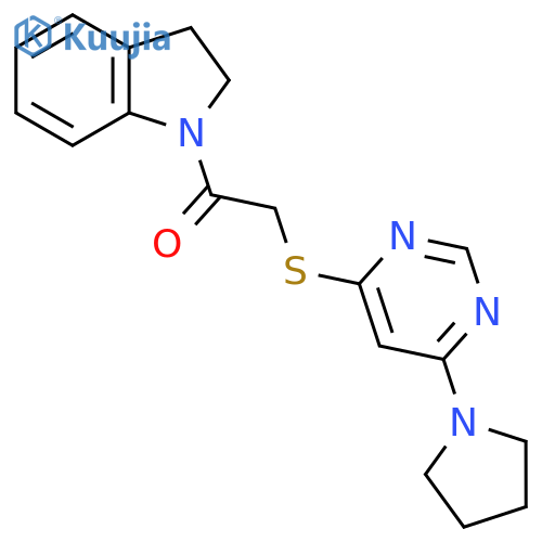 1-(2,3-dihydro-1H-indol-1-yl)-2-{6-(pyrrolidin-1-yl)pyrimidin-4-ylsulfanyl}ethan-1-one structure