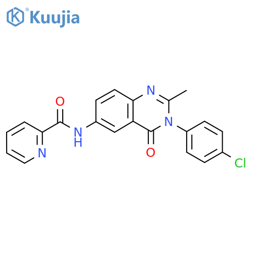 N-3-(4-chlorophenyl)-2-methyl-4-oxo-3,4-dihydroquinazolin-6-ylpyridine-2-carboxamide structure