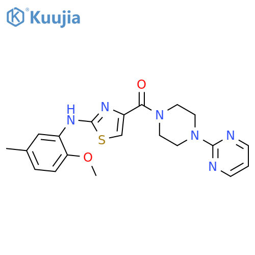 N-(2-methoxy-5-methylphenyl)-4-4-(pyrimidin-2-yl)piperazine-1-carbonyl-1,3-thiazol-2-amine structure