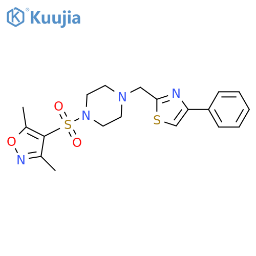 1-(3,5-dimethyl-1,2-oxazol-4-yl)sulfonyl-4-(4-phenyl-1,3-thiazol-2-yl)methylpiperazine structure