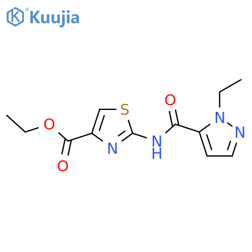 ethyl 2-(1-ethyl-1H-pyrazole-5-amido)-1,3-thiazole-4-carboxylate structure