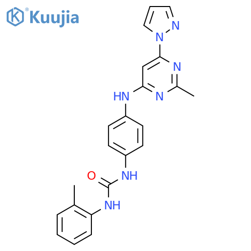 1-(4-{2-methyl-6-(1H-pyrazol-1-yl)pyrimidin-4-ylamino}phenyl)-3-(2-methylphenyl)urea structure