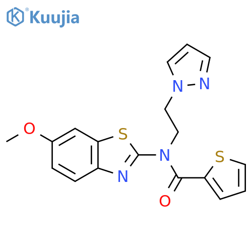 N-(6-methoxy-1,3-benzothiazol-2-yl)-N-2-(1H-pyrazol-1-yl)ethylthiophene-2-carboxamide structure
