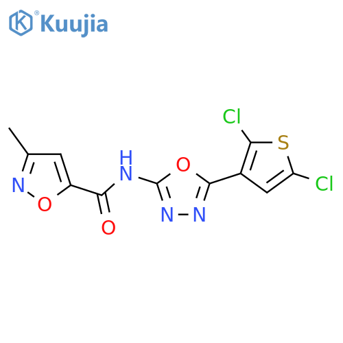 N-5-(2,5-dichlorothiophen-3-yl)-1,3,4-oxadiazol-2-yl-3-methyl-1,2-oxazole-5-carboxamide structure
