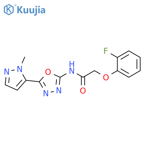 2-(2-fluorophenoxy)-N-[5-(1-methyl-1H-pyrazol-5-yl)-1,3,4-oxadiazol-2-yl]acetamide structure