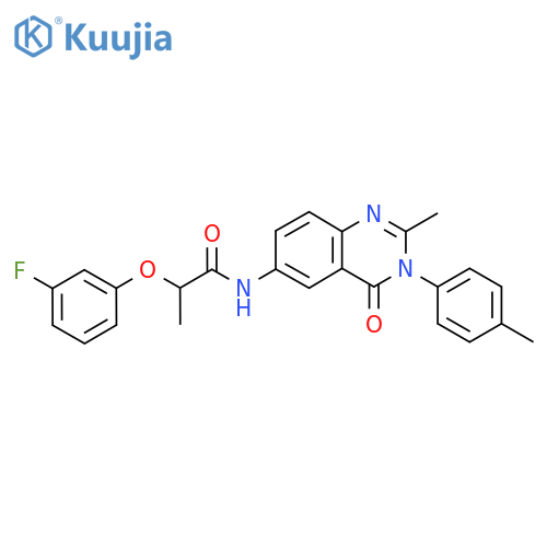 2-(3-fluorophenoxy)-N-2-methyl-3-(4-methylphenyl)-4-oxo-3,4-dihydroquinazolin-6-ylpropanamide structure