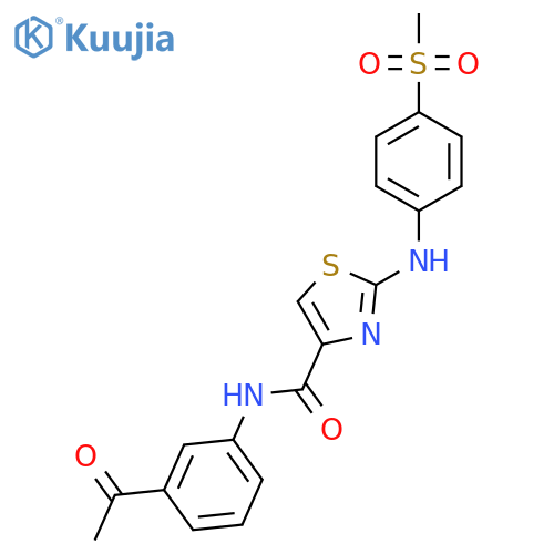 N-(3-acetylphenyl)-2-(4-methanesulfonylphenyl)amino-1,3-thiazole-4-carboxamide structure