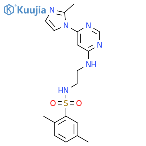 2,5-dimethyl-N-(2-{6-(2-methyl-1H-imidazol-1-yl)pyrimidin-4-ylamino}ethyl)benzene-1-sulfonamide structure