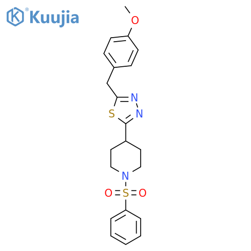 1-(benzenesulfonyl)-4-{5-(4-methoxyphenyl)methyl-1,3,4-thiadiazol-2-yl}piperidine structure