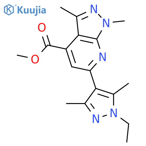 methyl 6-(1-ethyl-3,5-dimethyl-1H-pyrazol-4-yl)-1,3-dimethyl-1H-pyrazolo3,4-bpyridine-4-carboxylate structure