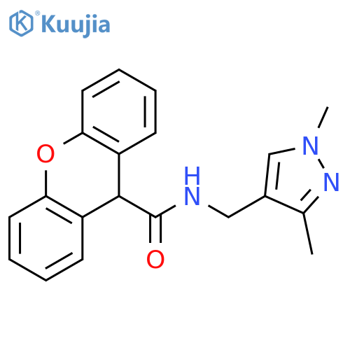 N-(1,3-dimethyl-1H-pyrazol-4-yl)methyl-9H-xanthene-9-carboxamide structure