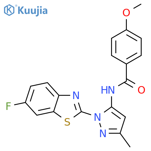 N-1-(6-fluoro-1,3-benzothiazol-2-yl)-3-methyl-1H-pyrazol-5-yl-4-methoxybenzamide structure
