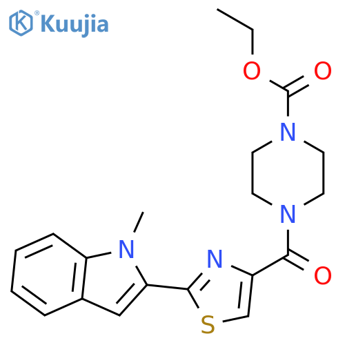 ethyl 4-2-(1-methyl-1H-indol-2-yl)-1,3-thiazole-4-carbonylpiperazine-1-carboxylate structure