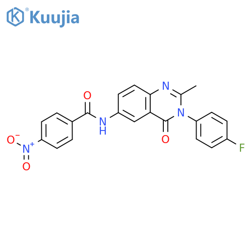 N-3-(4-fluorophenyl)-2-methyl-4-oxo-3,4-dihydroquinazolin-6-yl-4-nitrobenzamide structure