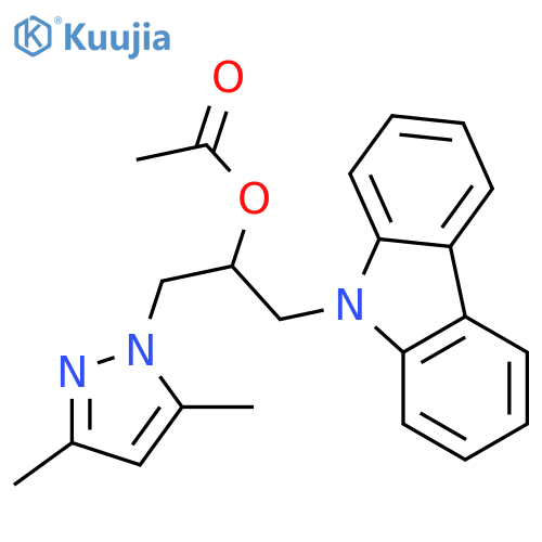1-(9H-carbazol-9-yl)-3-(3,5-dimethyl-1H-pyrazol-1-yl)propan-2-yl acetate structure