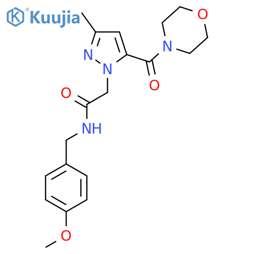 N-(4-methoxyphenyl)methyl-2-3-methyl-5-(morpholine-4-carbonyl)-1H-pyrazol-1-ylacetamide structure