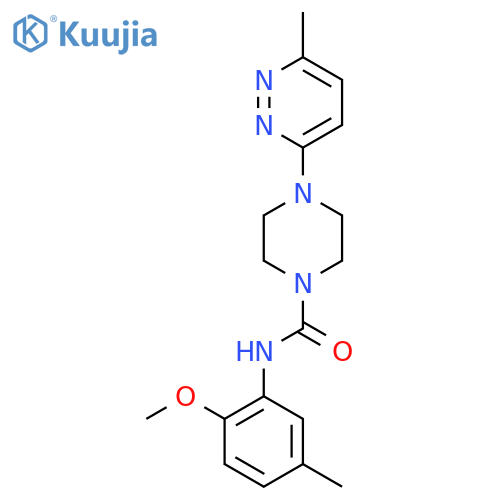 N-(2-methoxy-5-methylphenyl)-4-(6-methylpyridazin-3-yl)piperazine-1-carboxamide structure