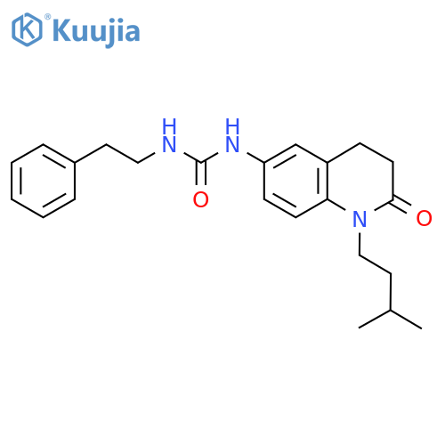 3-1-(3-methylbutyl)-2-oxo-1,2,3,4-tetrahydroquinolin-6-yl-1-(2-phenylethyl)urea structure