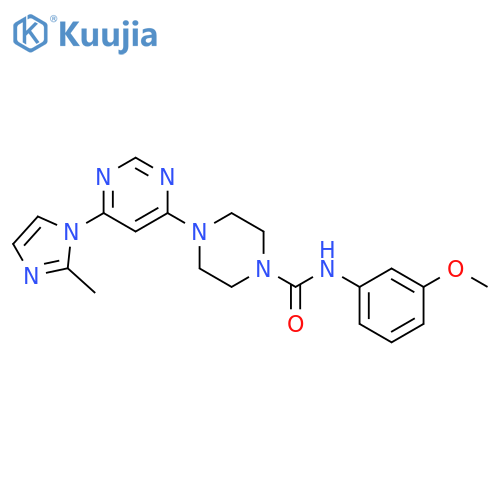 N-(3-methoxyphenyl)-4-6-(2-methyl-1H-imidazol-1-yl)pyrimidin-4-ylpiperazine-1-carboxamide structure