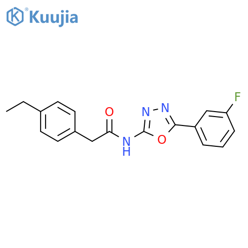 2-(4-ethylphenyl)-N-5-(3-fluorophenyl)-1,3,4-oxadiazol-2-ylacetamide structure