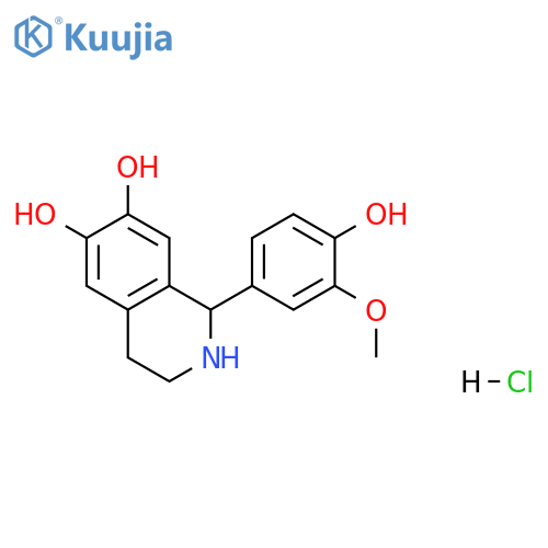 1-(4-hydroxy-3-methoxyphenyl)-1,2,3,4-tetrahydroisoquinoline-6,7-diol:hydrochloride structure