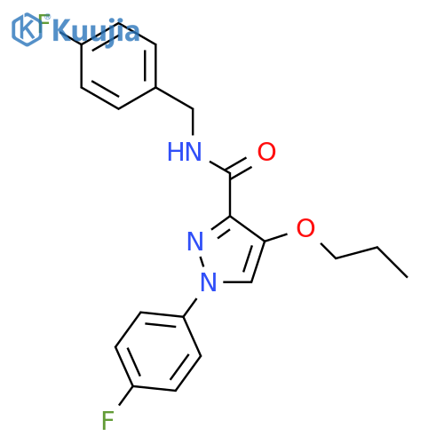 1-(4-fluorophenyl)-N-[(4-fluorophenyl)methyl]-4-propoxy-1H-pyrazole-3-carboxamide structure
